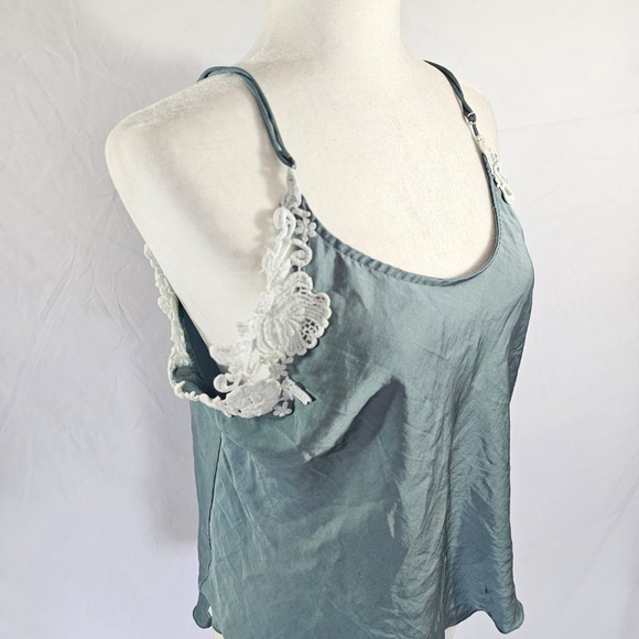 Free People intimates sea foam green lace trimmed nighty tank top - Picture 5 of 7